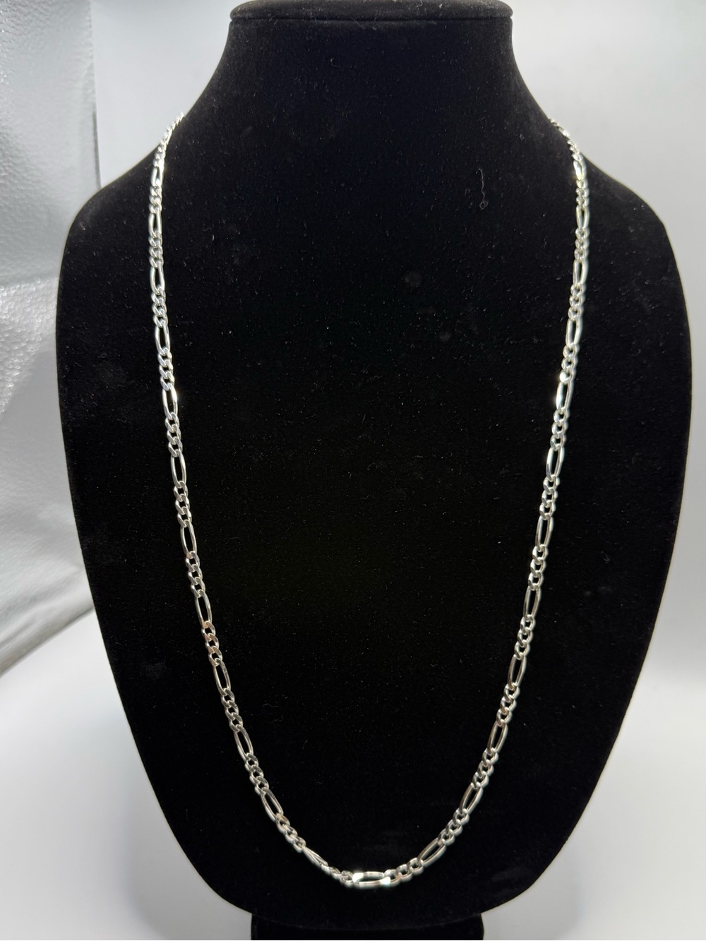 Sterling Silver Figaro 28” Chain Necklace - Silver